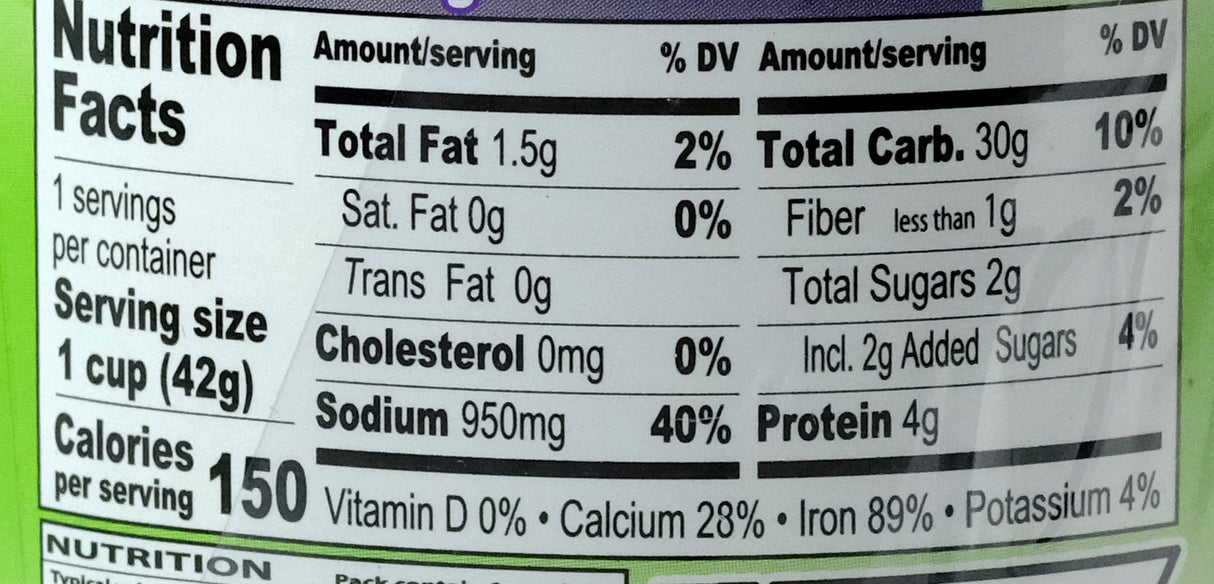 Madam Pum Jok Cup Mushroom & Seaweed 6PK 252g Nutritional Information & Ingredients