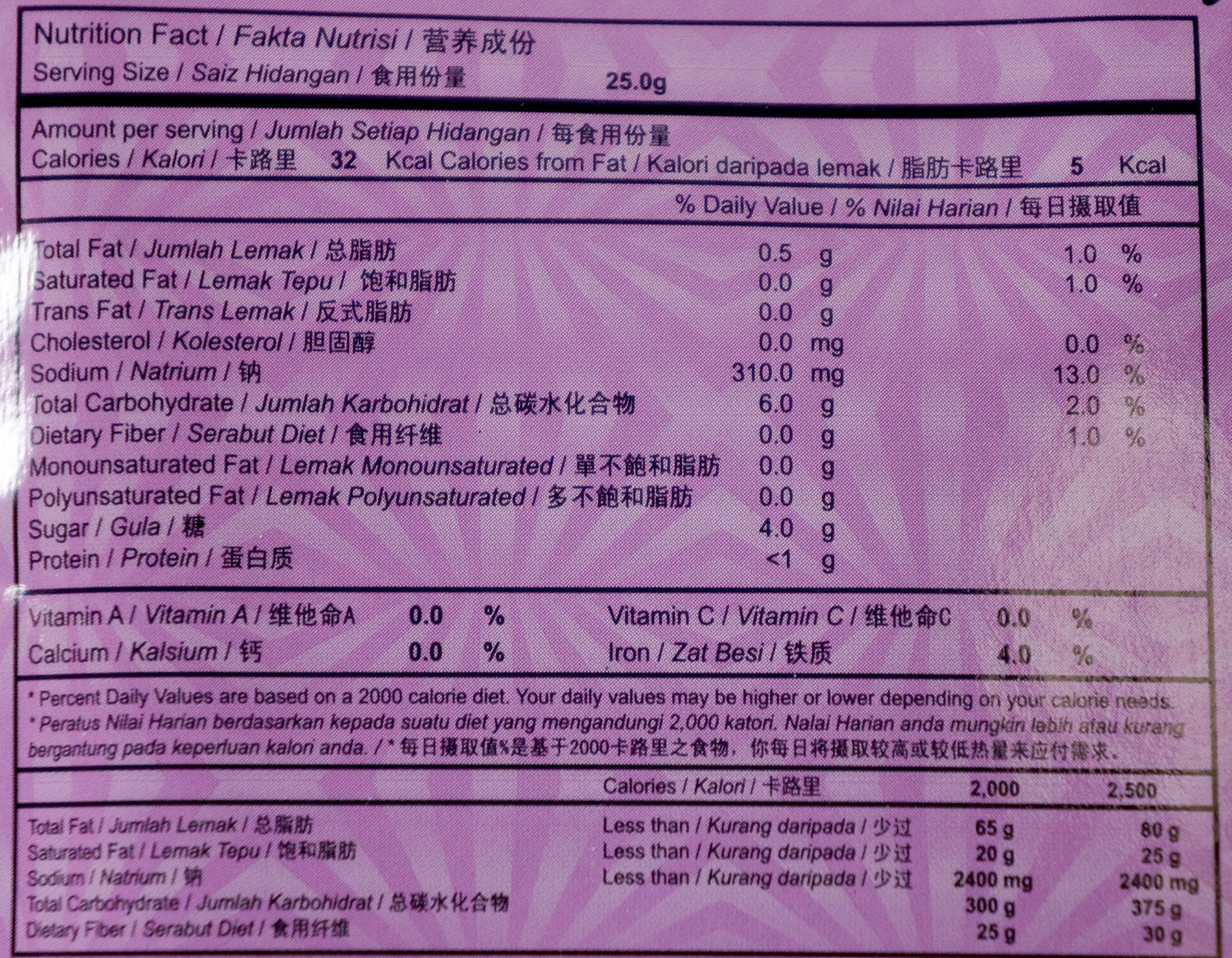 Deliben Claypot Chicken Rice Sauce 200g Nutritional Information & Ingredients