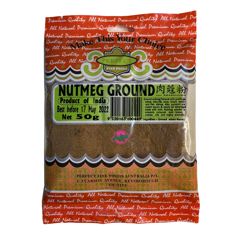 Perfect Fine Foods Nutmeg Ground 50g Front