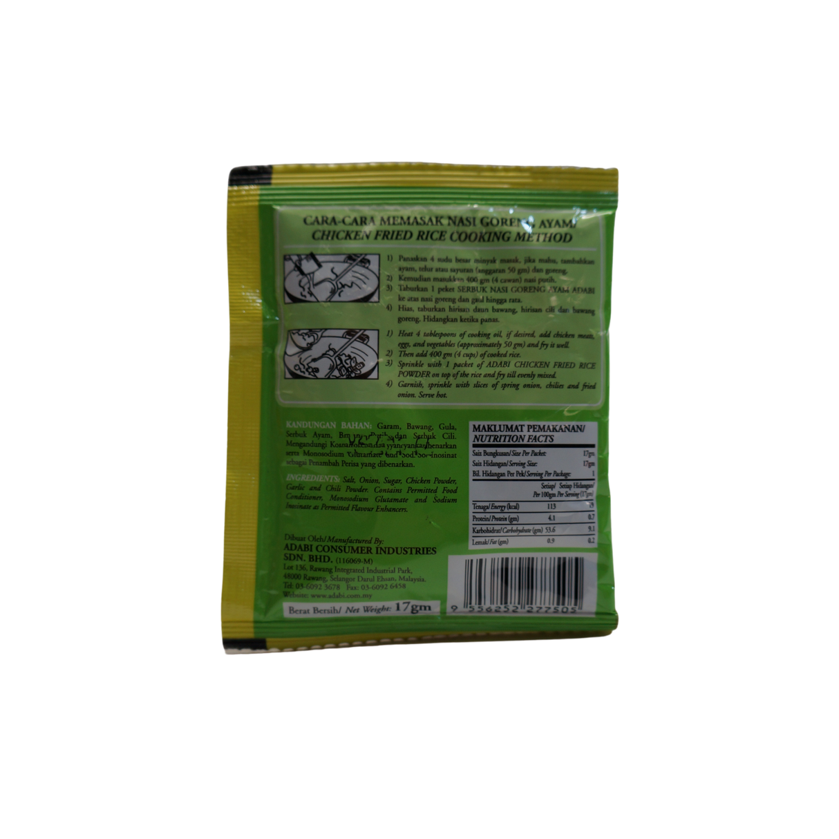 Adabi Kampung Nasi Goreng Powder 17g Back