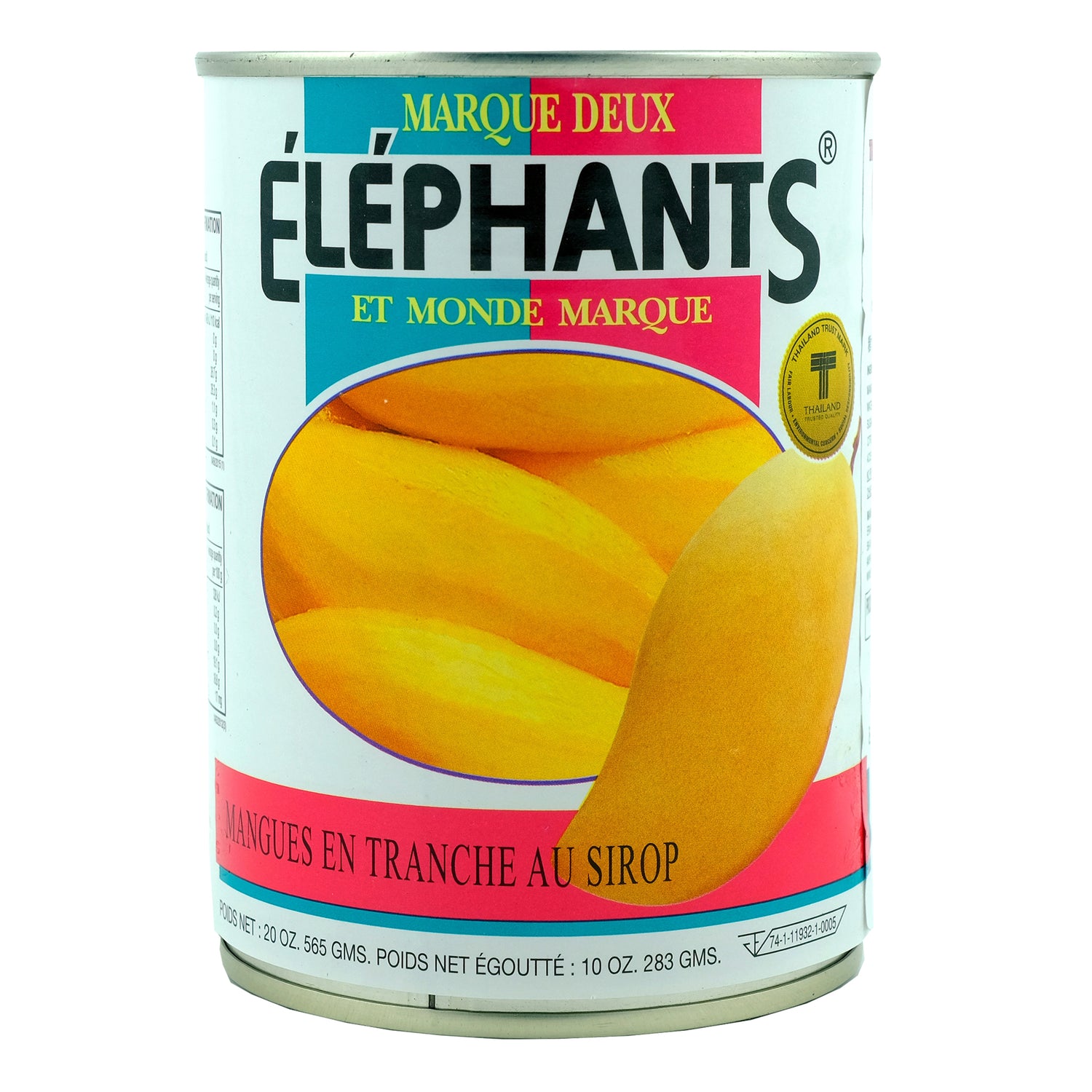 Twin Elephants Mango in Syrup 565g Back