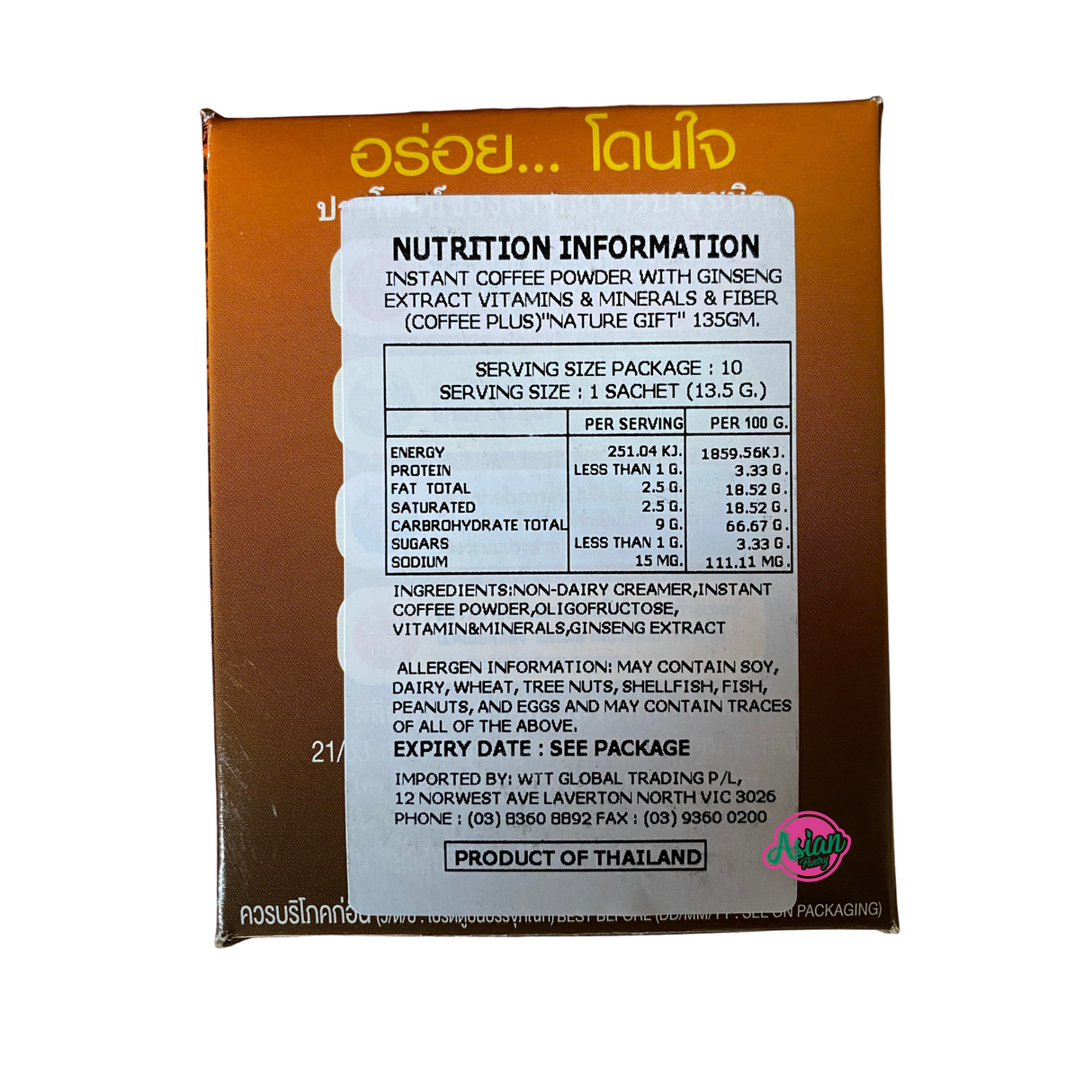 Naturegift Instant Coffee Plus with Ginseng 135g Back