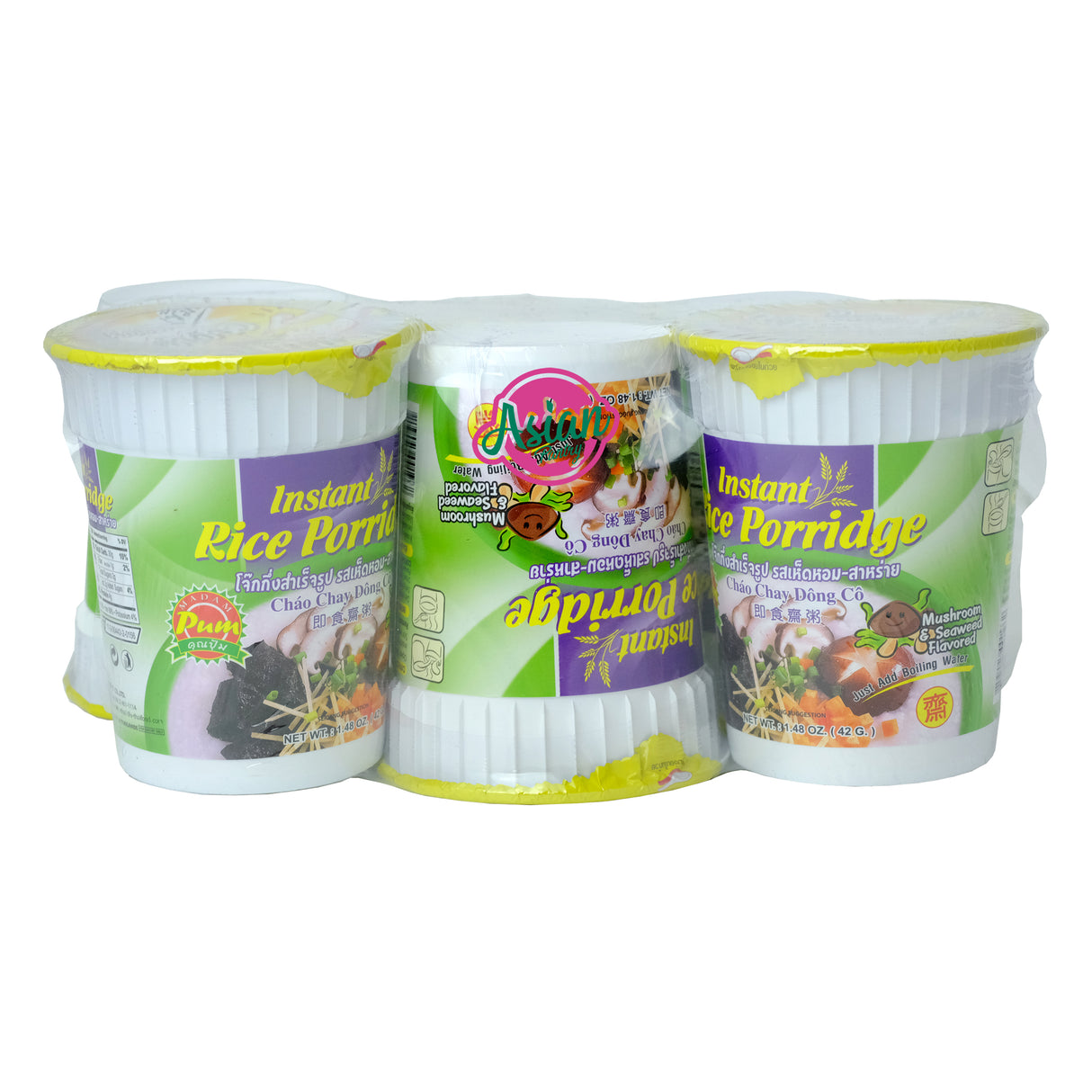 Madam Pum Jok Cup Mushroom & Seaweed 6PK 252g Front