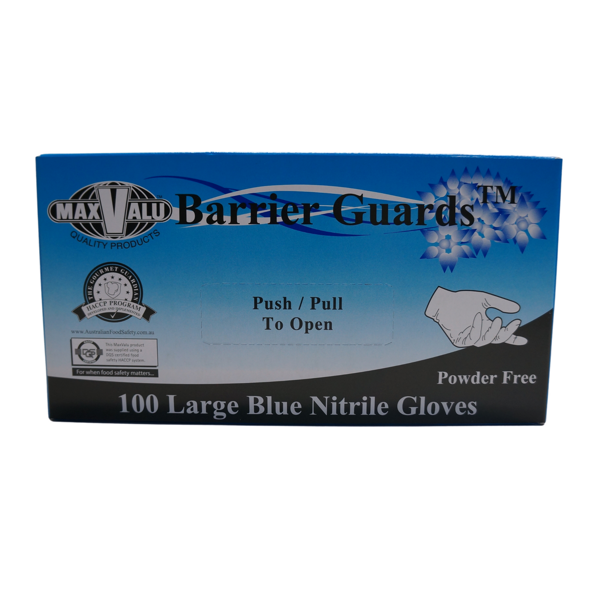 Maxvalu Blue Nitrile Gloves Large 100pcs Front