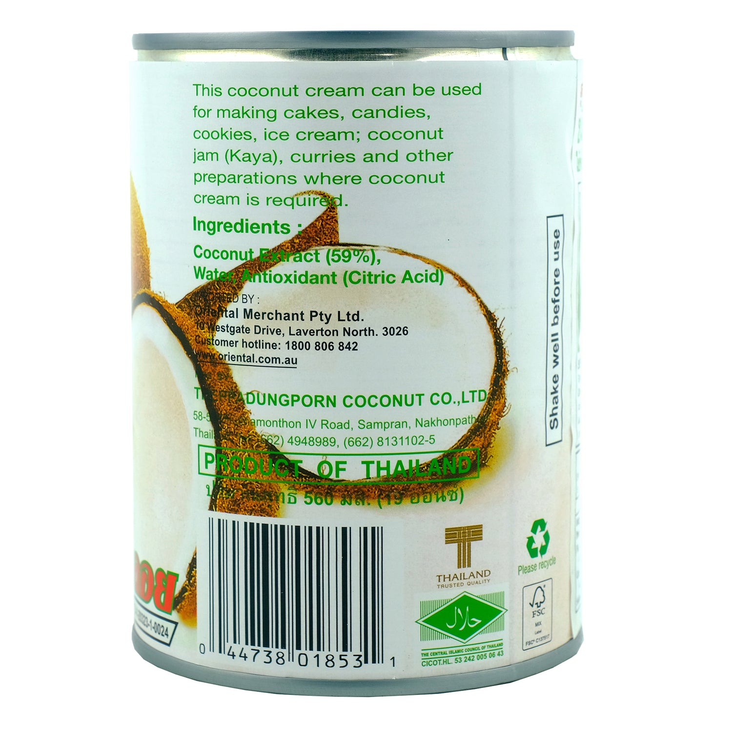 Mae Ploy Coconut Cream 560ml Back