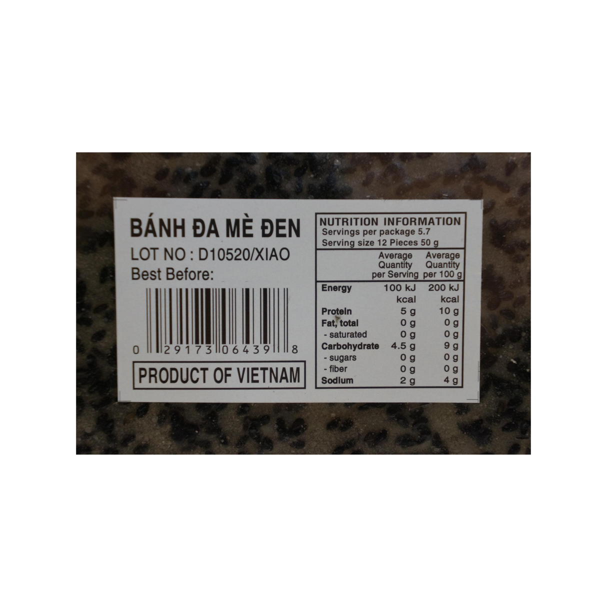 Friend-Ship Brand Sesame Rice Paper 285g Back