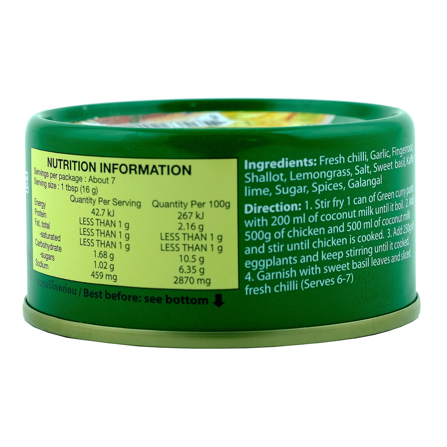 Maesri Green Curry Paste 114g Back