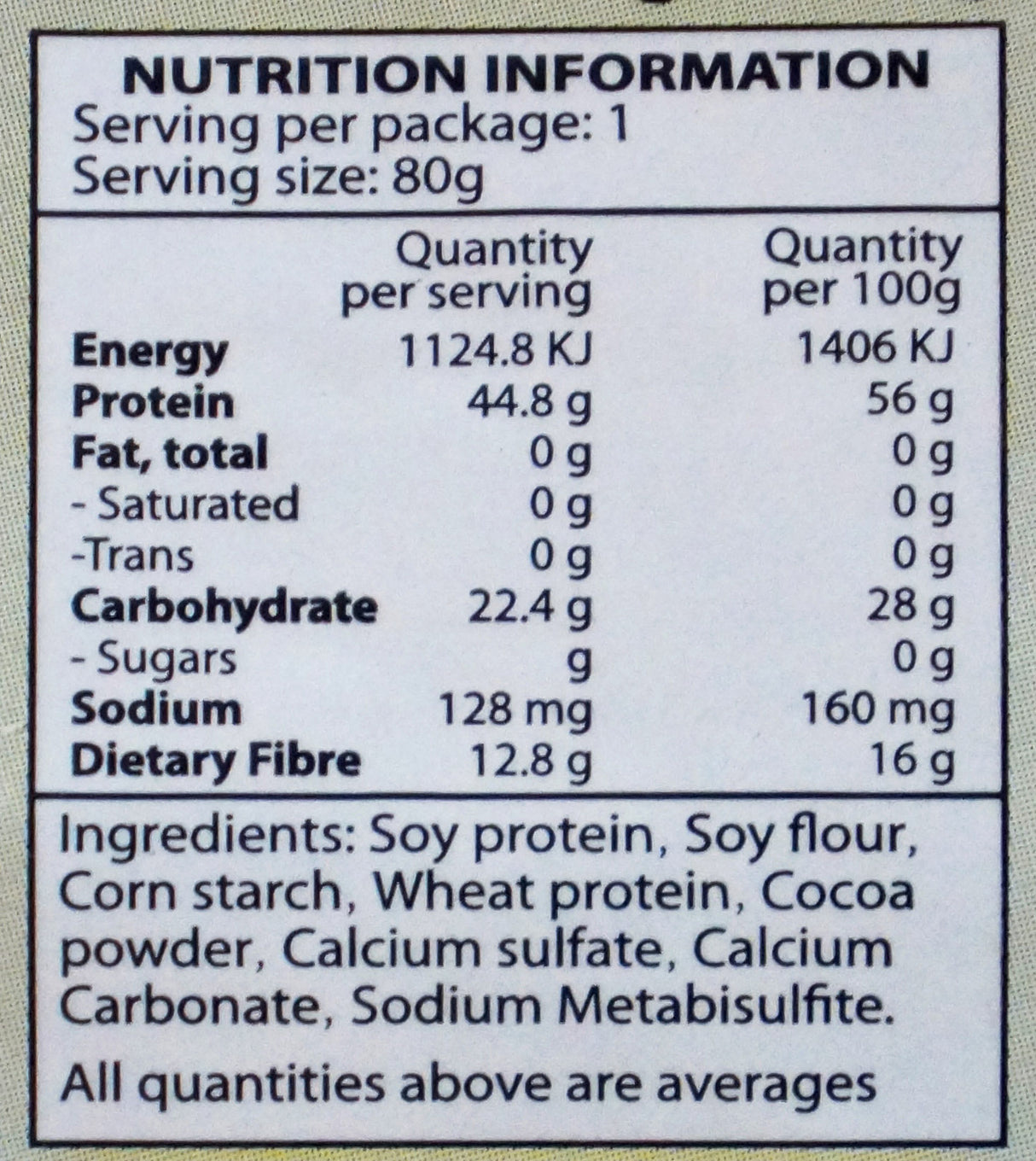 VVF Textured Soy Protein Mince (Brown) 80g Back
