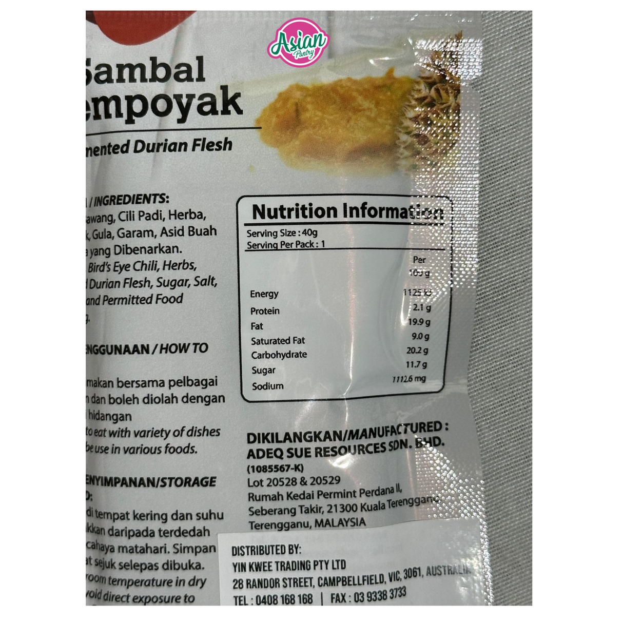 AdeqSue Fermented Durian Flesh  40g