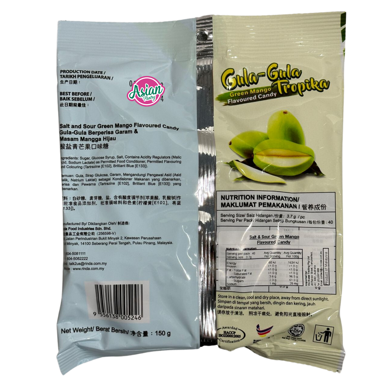 Rinda Gula-Gula Tropika Salt & Sour Green Mango Candy  150g
