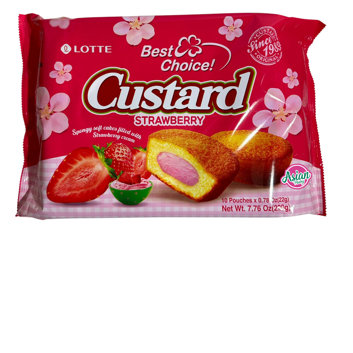 Lotte Custard Strawberry 10 Uncang 220g