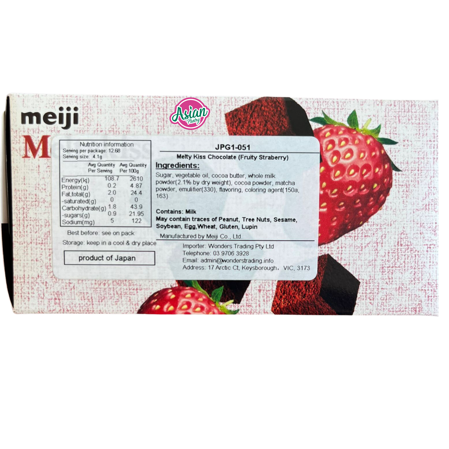 Meiji Melty Kiss Coklat Buah Strawberi 52g
