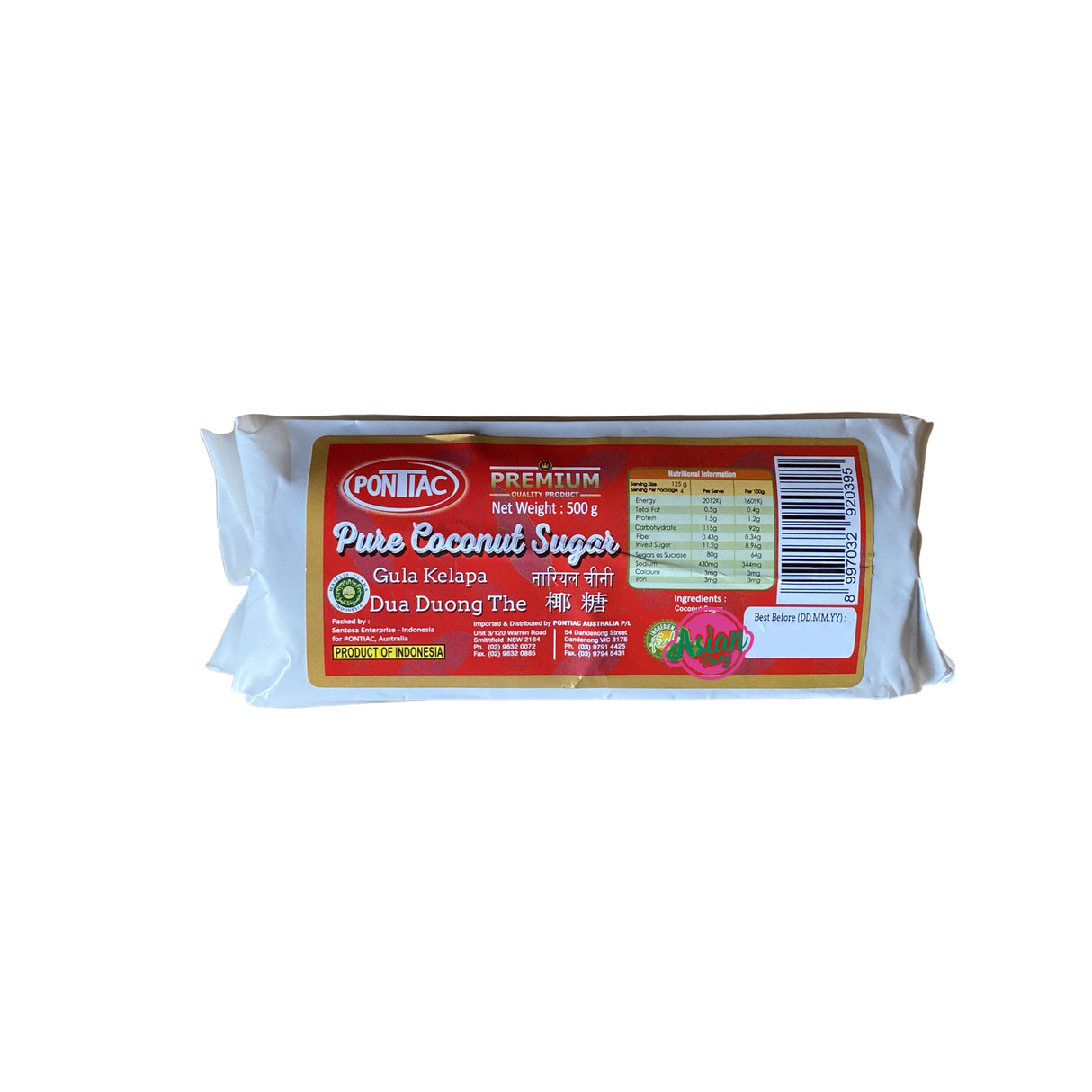Pontiac Pure Coconut Sugar 500g Back