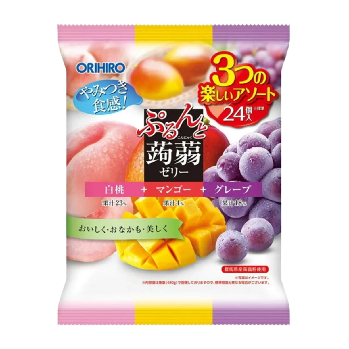 Orihiro Purunto Konjac Jelly Peach Mango Grape 480g