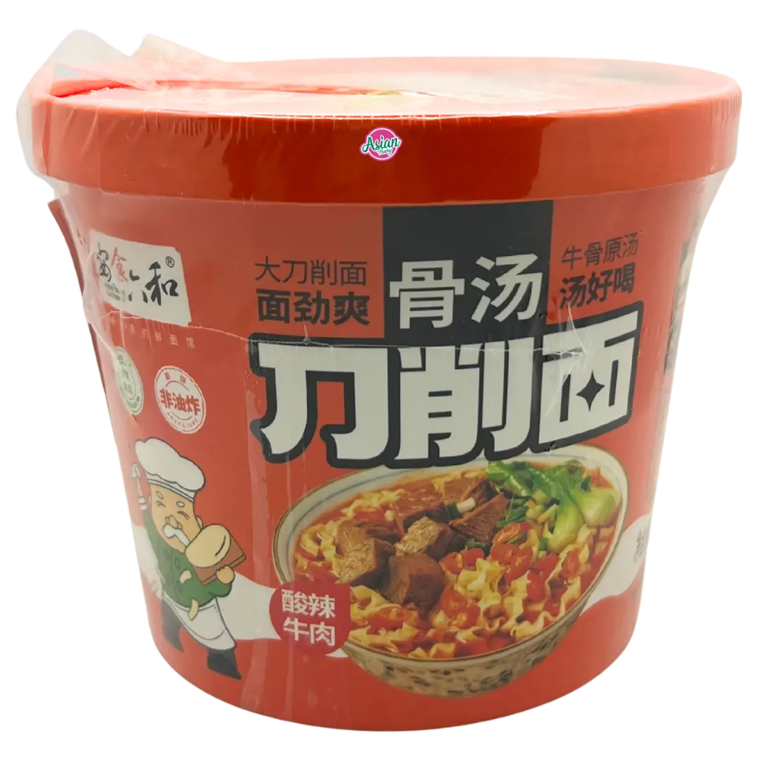 Anshi Liuhe Instant Hand-sliced Noodles (Hot and Sour Beef Flavour) 141g