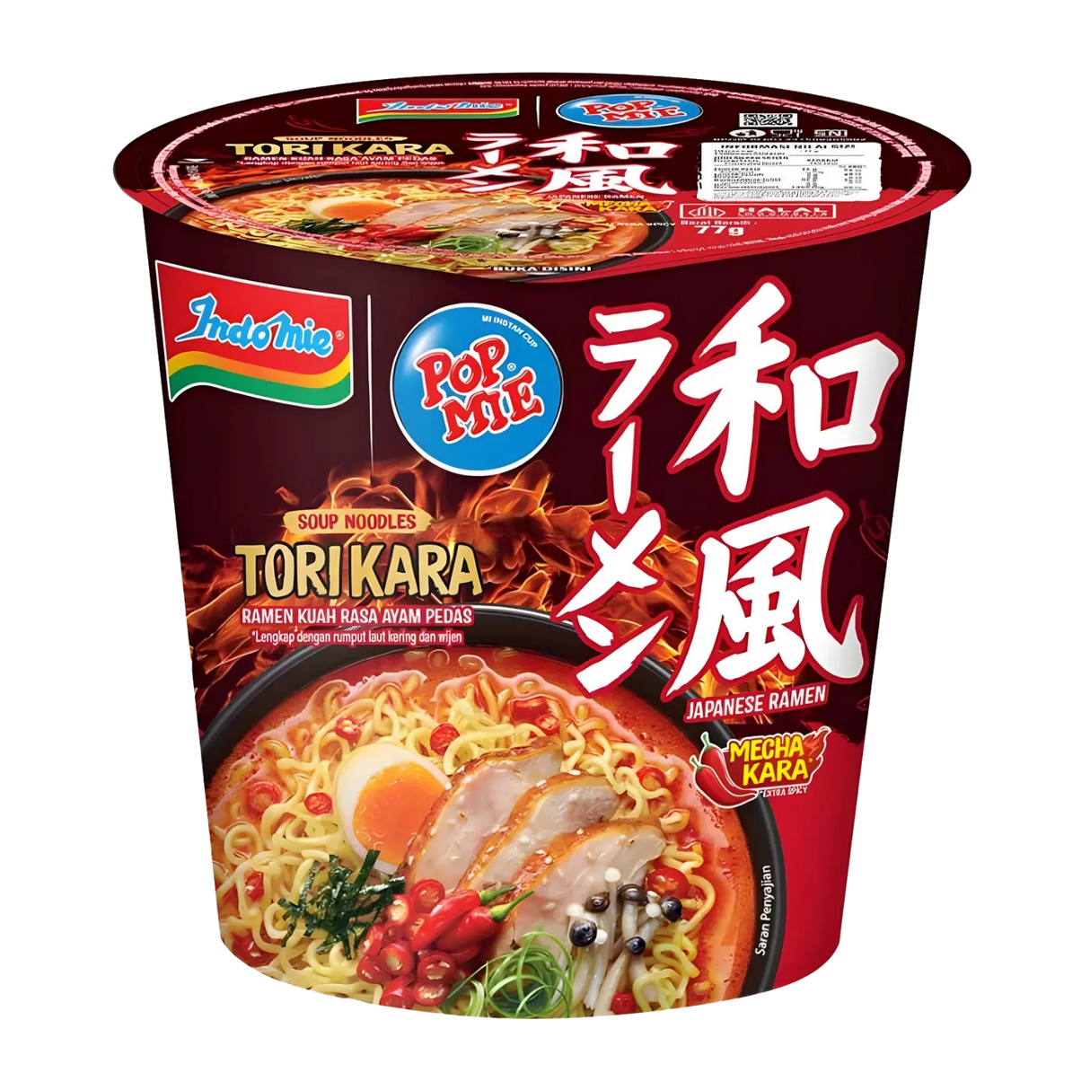 Indomie Popmie Instant Cup Noodle Soup Tori Kara Spicy Ramen Flavour 70g