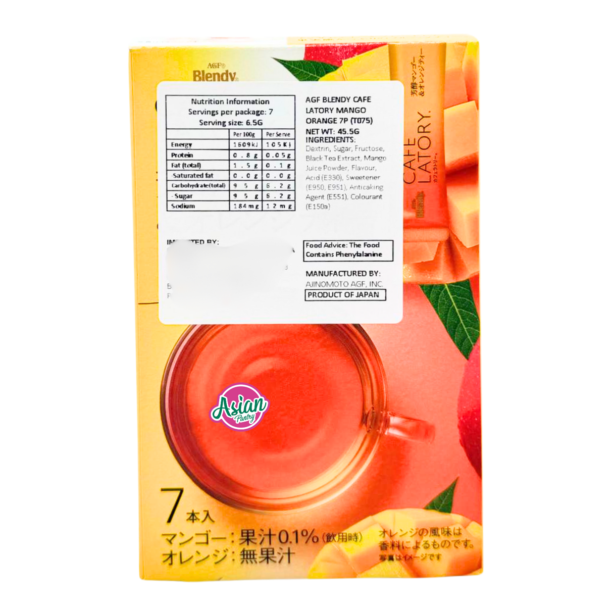 AGF Blendy Cafe Latory Mango Orange 7pcs 45.5g