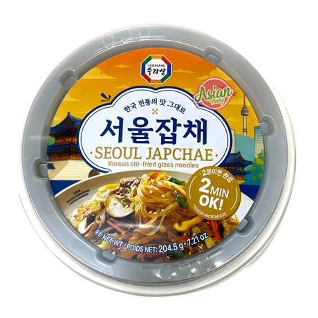 Surasang Seoul Japchae Korean Stir-Fried Glass Noodles in Bowl 204.5g