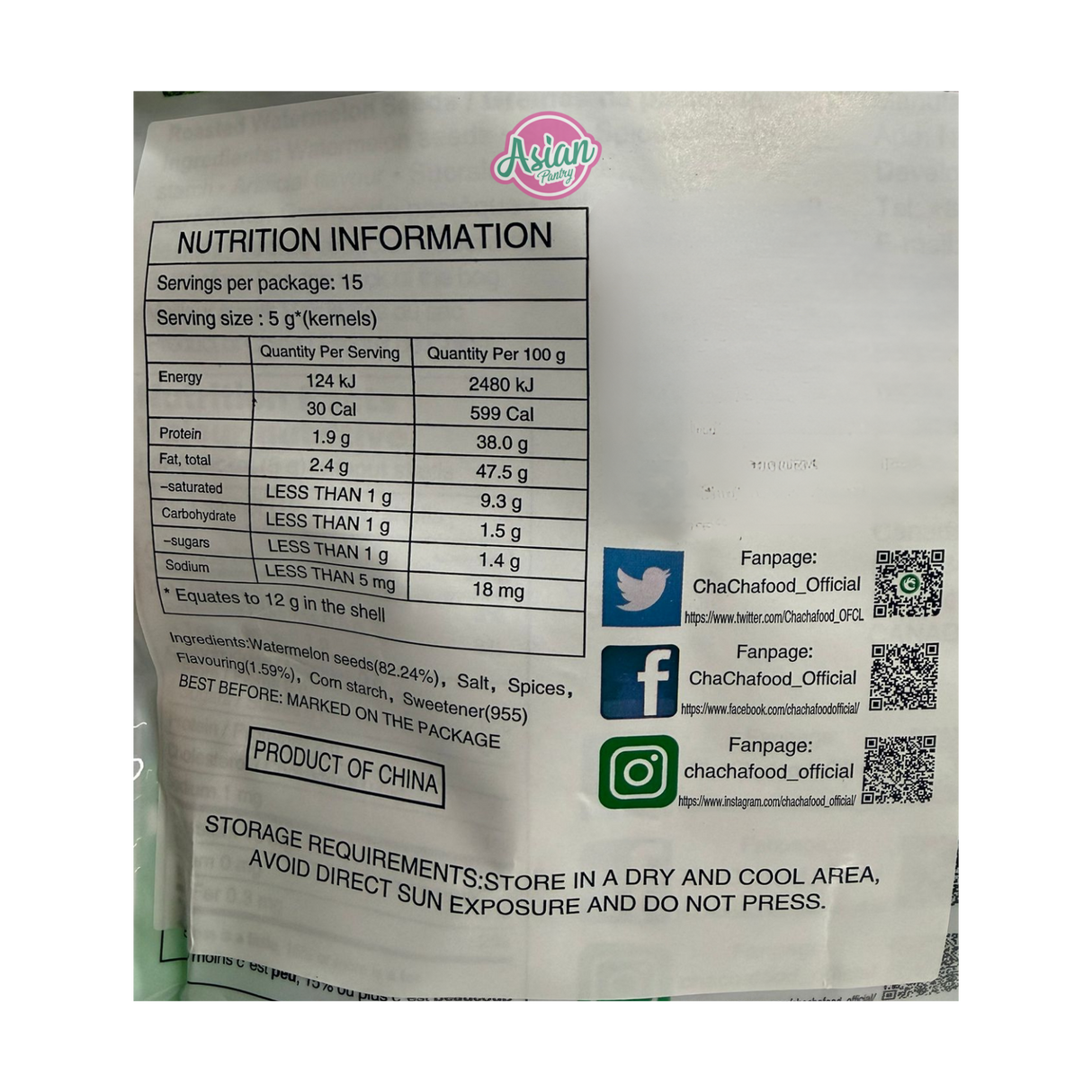 ChaCha Creamy Watermelon Seeds 180g