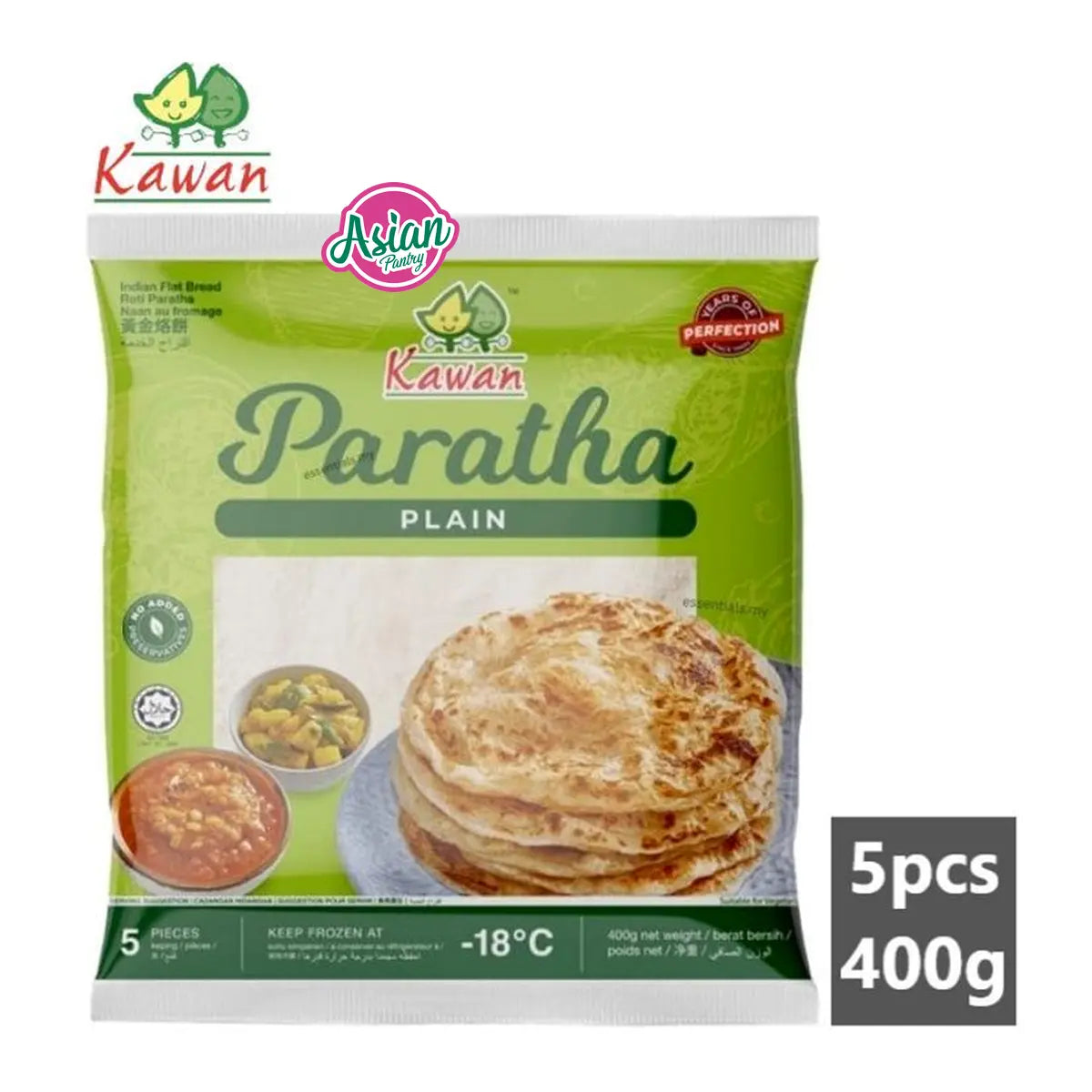 Kawan Frozen Roti Paratha Plain 5's 400g