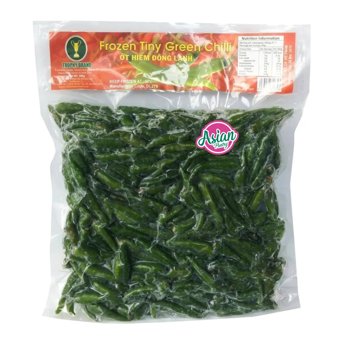 Trophy Brand Frozen Green Chilli 500g