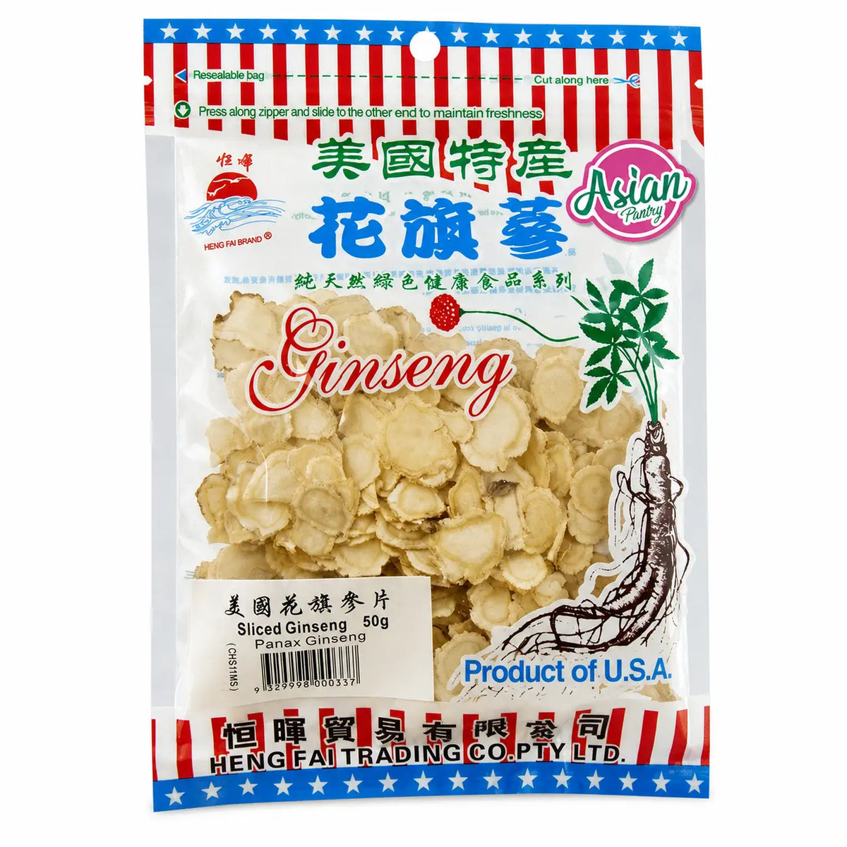 Heng Fai Sliced Ginseng (Root) 50g