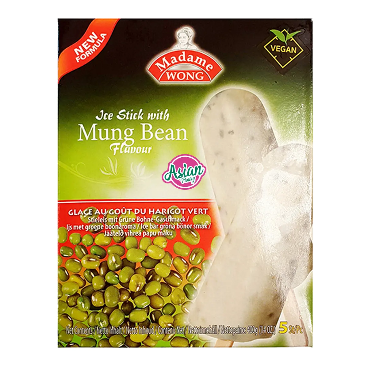 Madame Wong Frozen Green Mung Bean Ice Bars 5 Pieces