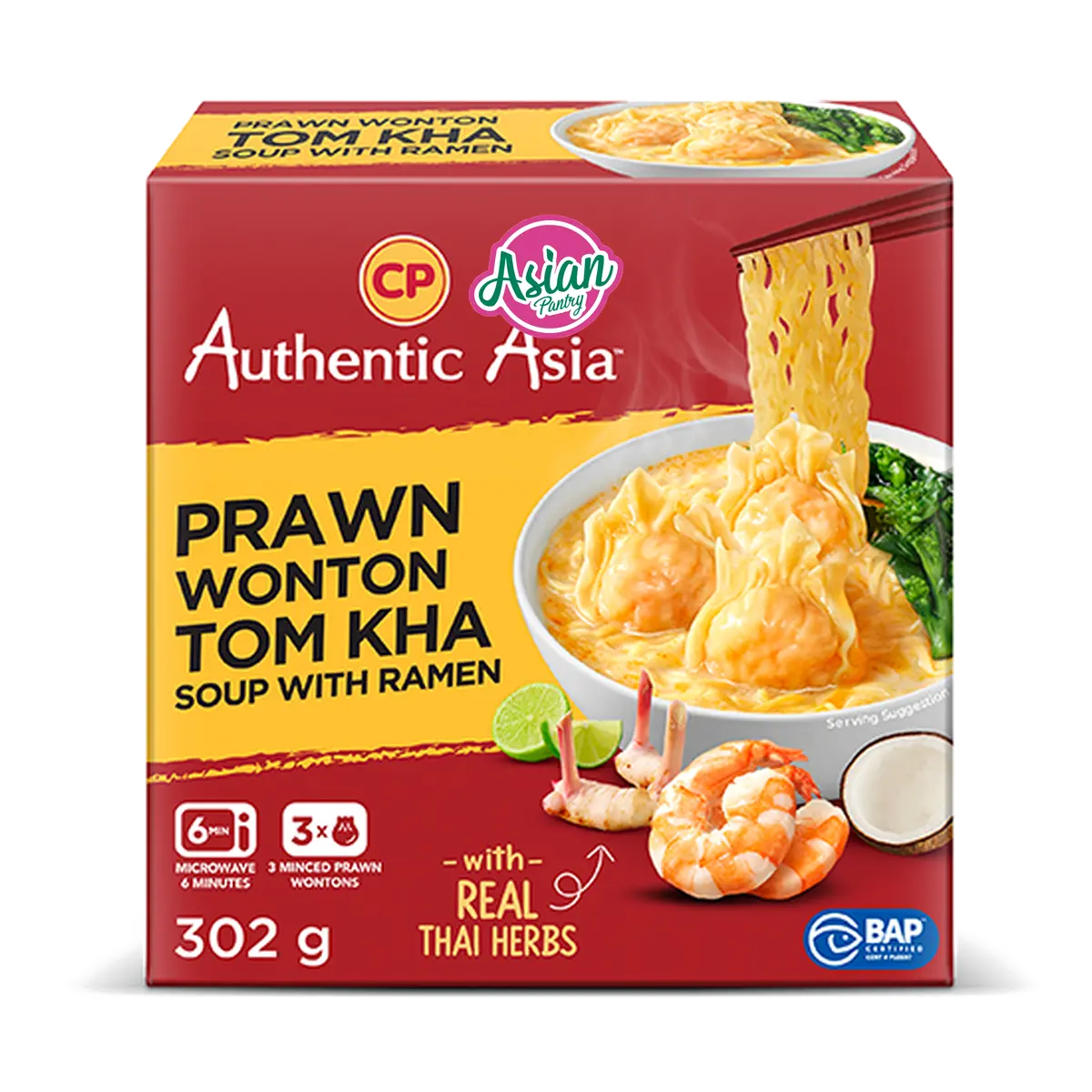 CP Frozen Tom Kha Prawn Wonton Noodle Bowl - 302g