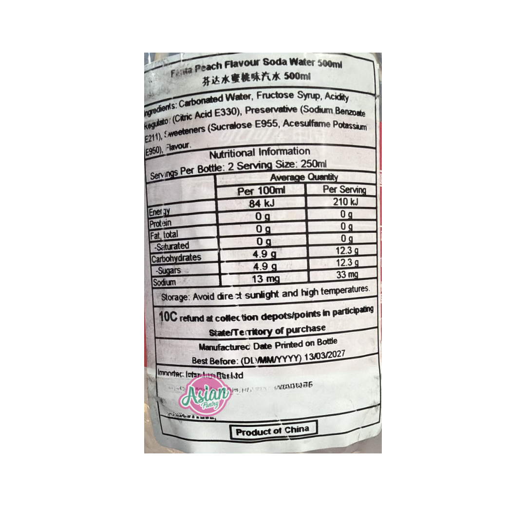 Fanta White Peach Flavour 500ml
