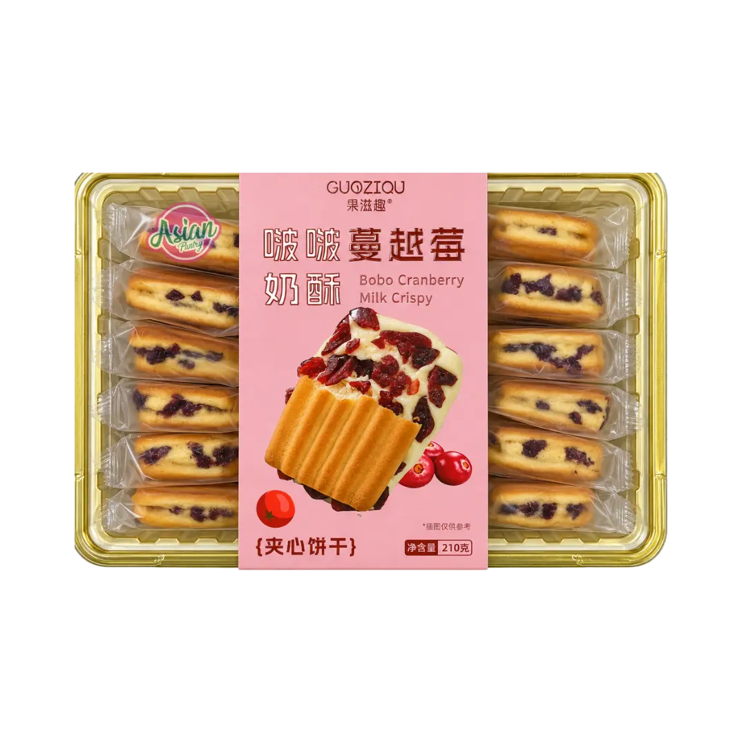 GuoZiQu Bobo Cranberry Milk Crispy 210g