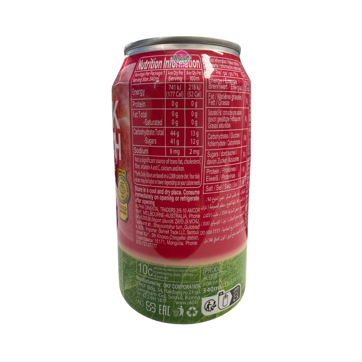 OKF Peach Drink with Aloe Vera 340ml