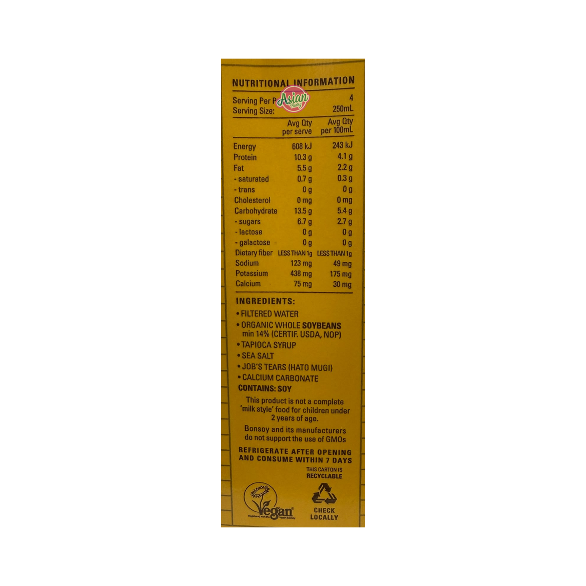 Bonsoy Soy Milk 1L