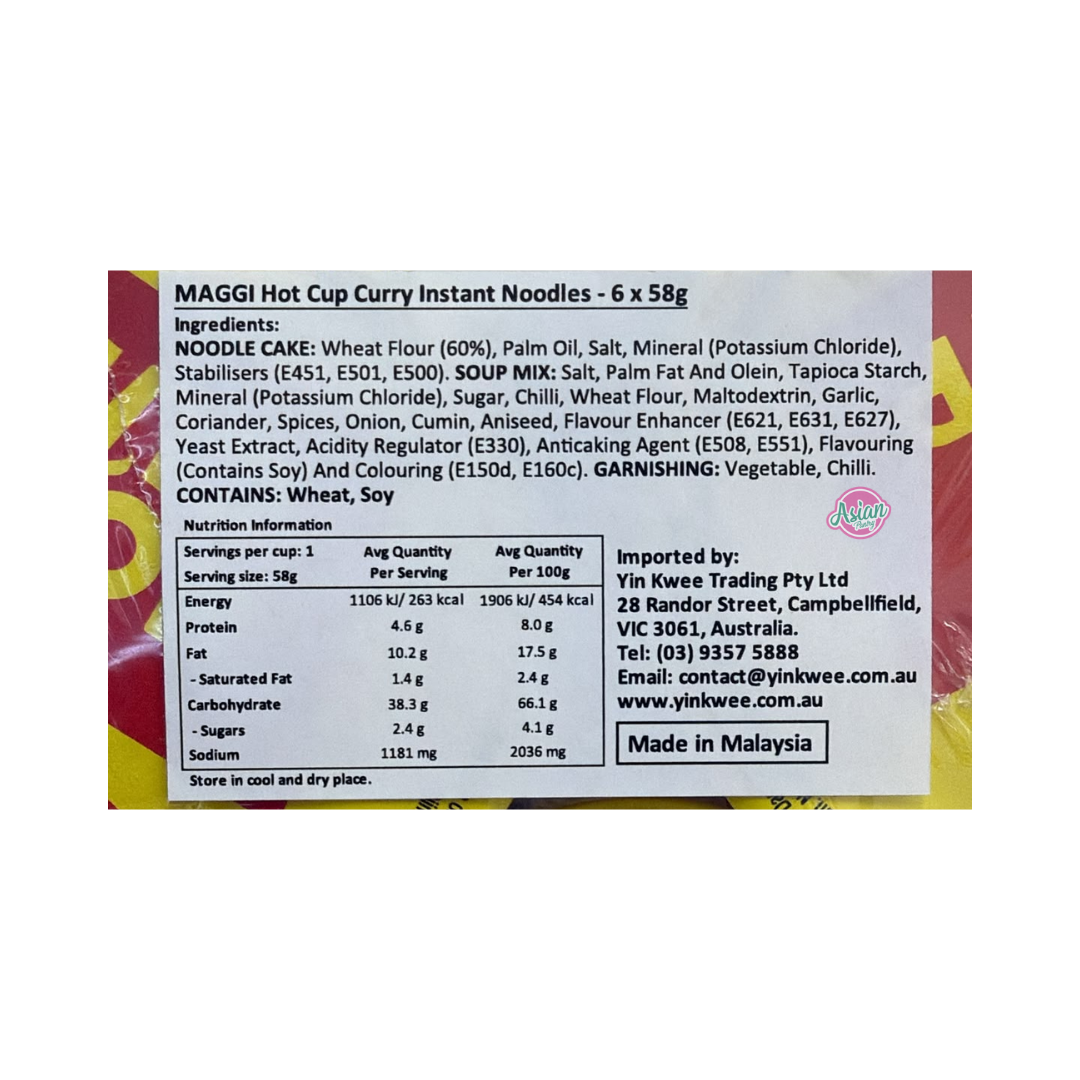 Maggi Hot Cup Noodles Curry 58g