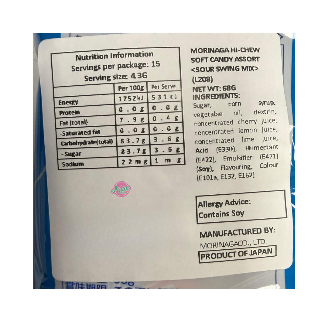 Morinaga Hi-Chew Assort Sour Swing Mix Soft Candy 68g