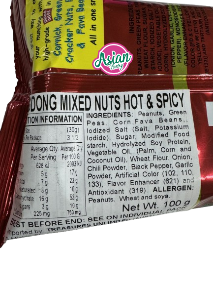 Ding Dong Mixed Nuts Hot & Spicy Flavour 100g - Back