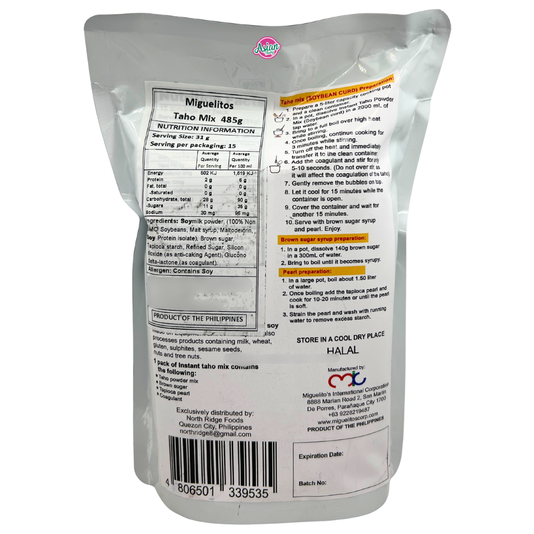 Miguelitos Instant Taho Mix (with Brown Sugar and Tapioca Pearl Inside) 485g