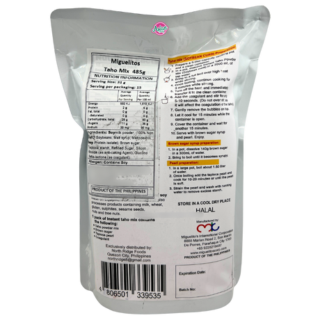 Miguelitos Instant Taho Mix (with Brown Sugar and Tapioca Pearl Inside) 485g