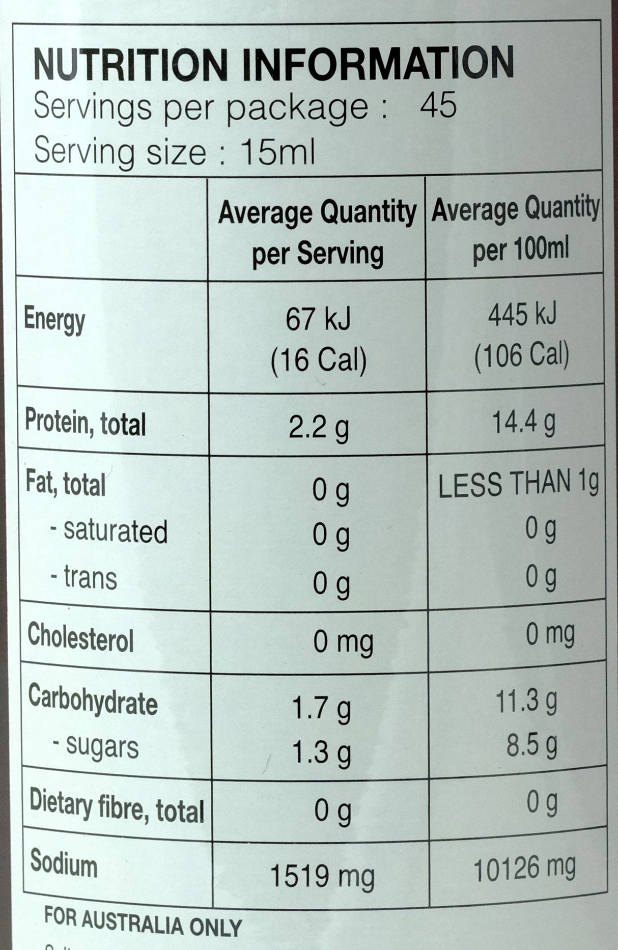 Three Crabs Fish Sauce 682ml Nutritional Information & Ingredients