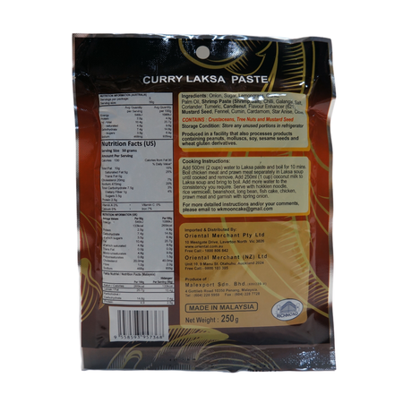 Richmond Curry Laksa Paste 250g Back