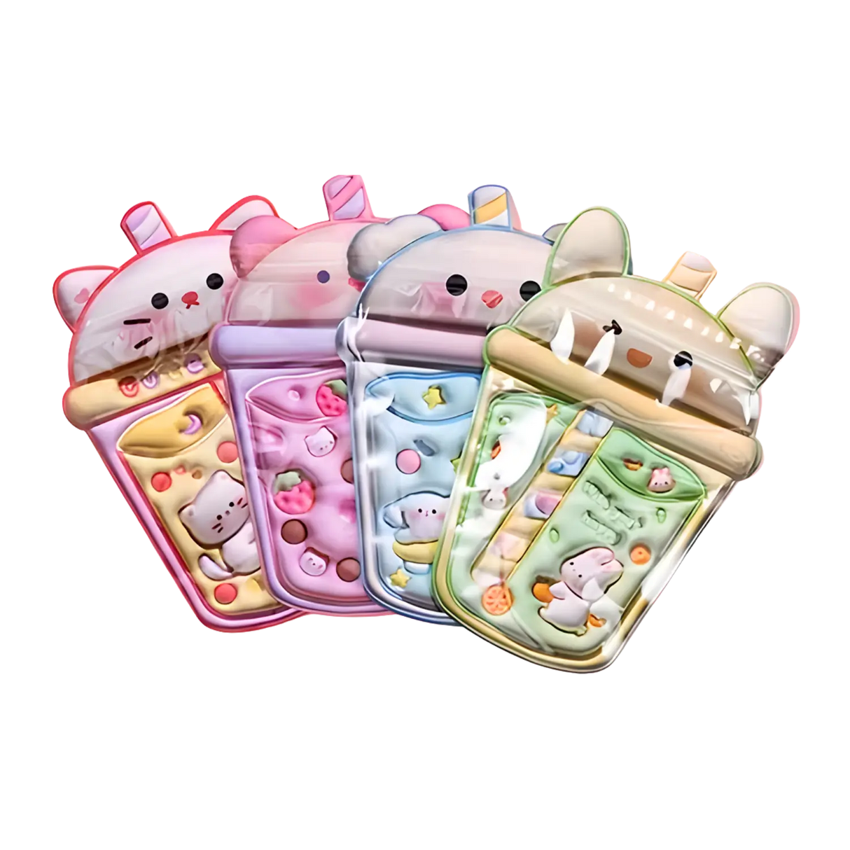 Asian Pantry 40pcs Cartoon Fantasy Animal Milk Tea Pattern Self-Sealing Bags