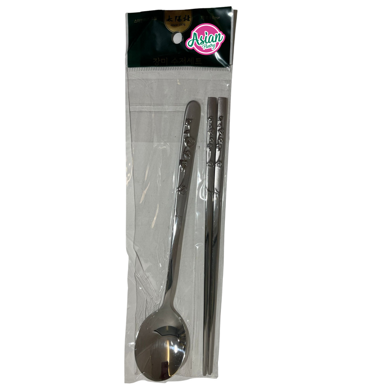 Rose Korean Spoon & Chopstick Set