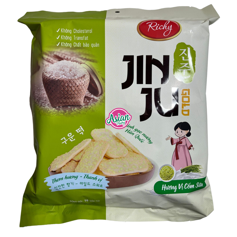 Richy JinJu Green Rice Flakes with Milk Flavour Cracker  145g