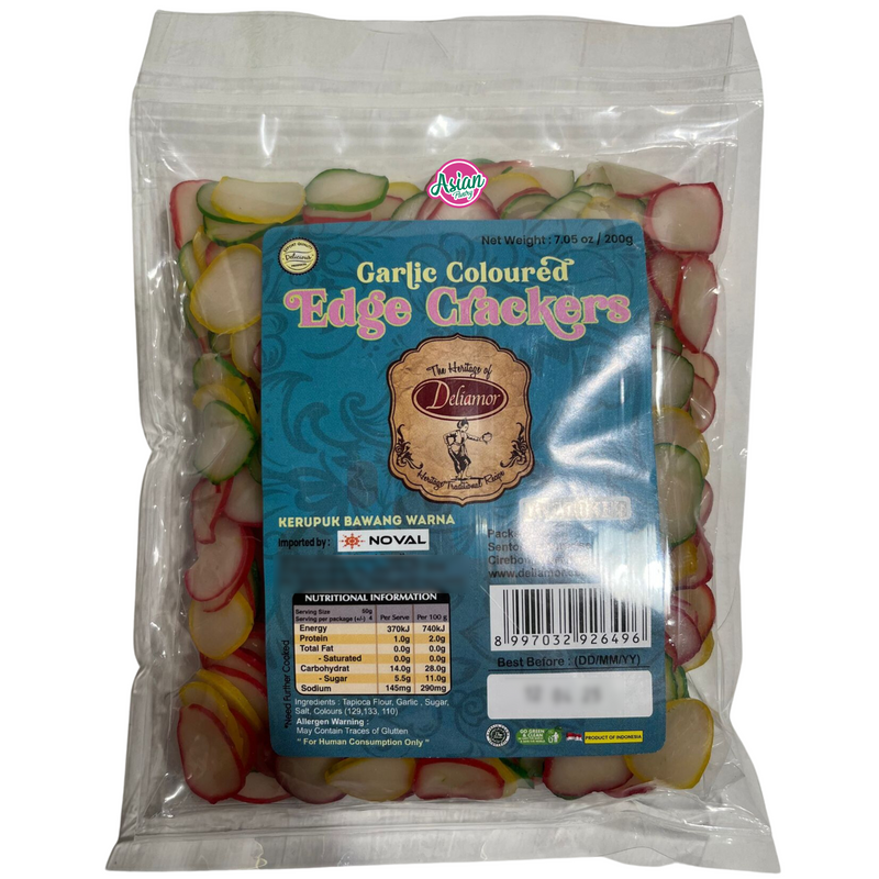 Deliamor Coloured Edge Raw Garlic Crackers  200g