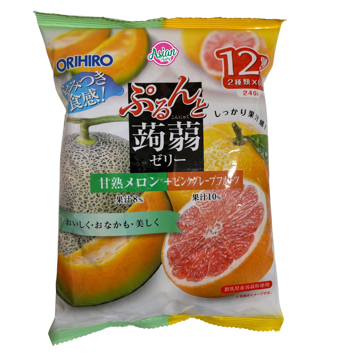 Orihiro Jelly Pouch Melon &amp; Pink Grapefruit 12P 240g