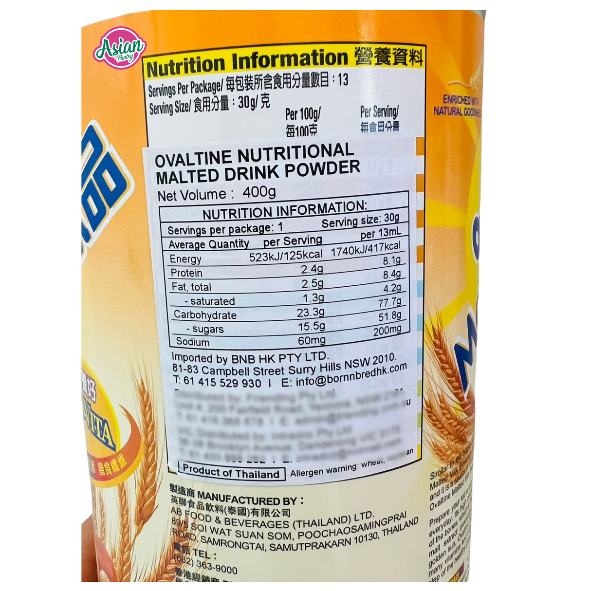 Serbuk Minuman Malt Ovaltine OVO-VITA Pemakanan 400g