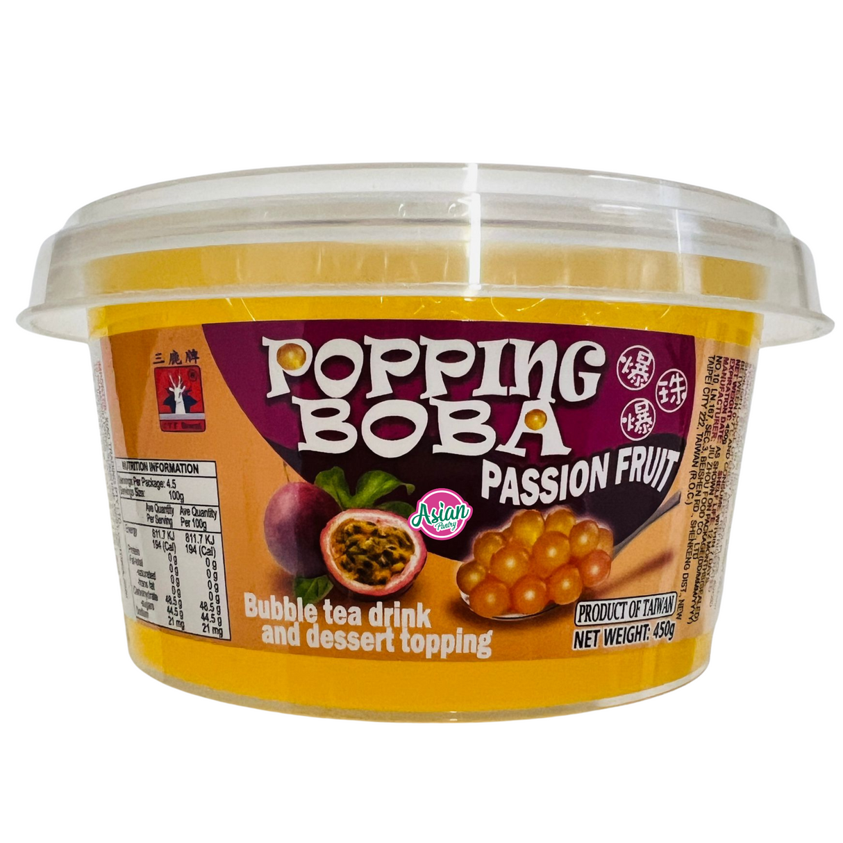 CTF Passion Fruit Flavour Popping Boba (Pearls) 450g