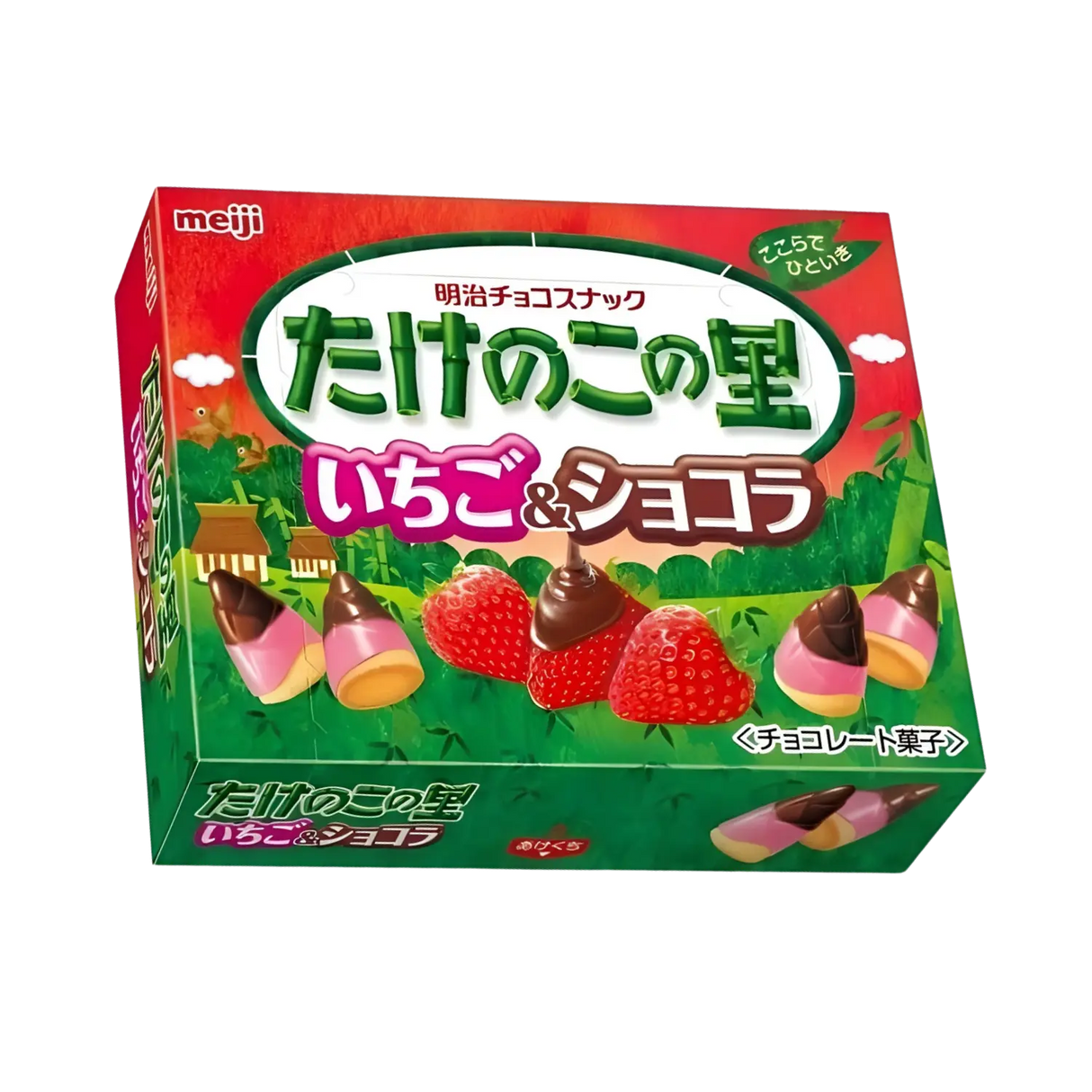 明治 Takenoko No Sato 巧克力零食 - 草莓和巧克力 61g