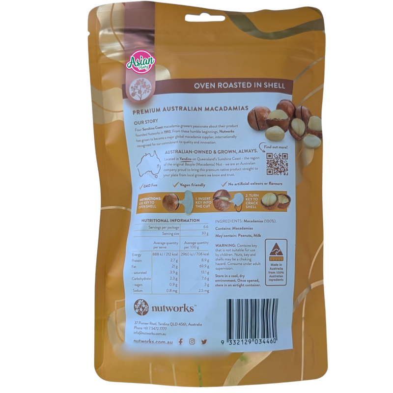 Nutworks Macadamias Oven Roasted in Shell 200g