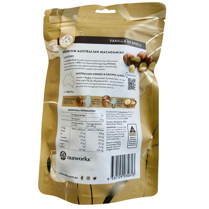 Nutworks Premium Macadamias Vanilla in Shell 200g