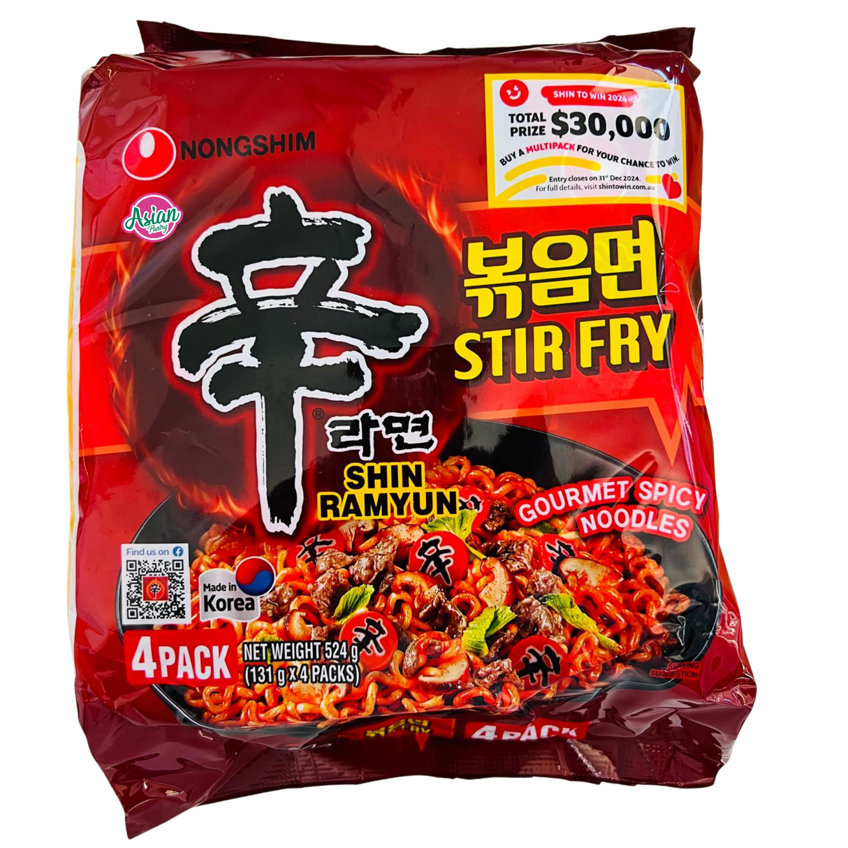 Nongshim Shin Ramyun Stir Fry 4pk 524g (Best Before: 11/09/2025)